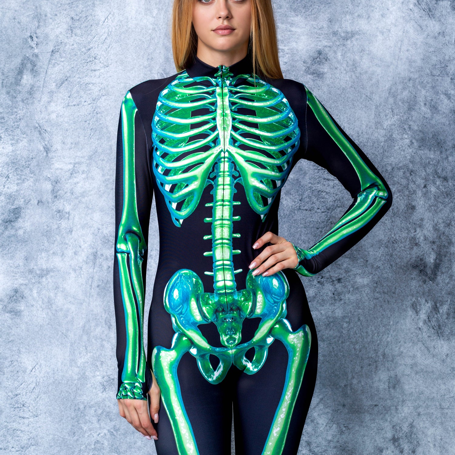 Green Skeleton Costume Lycra