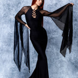 Blackout Lace Up Gown Dress