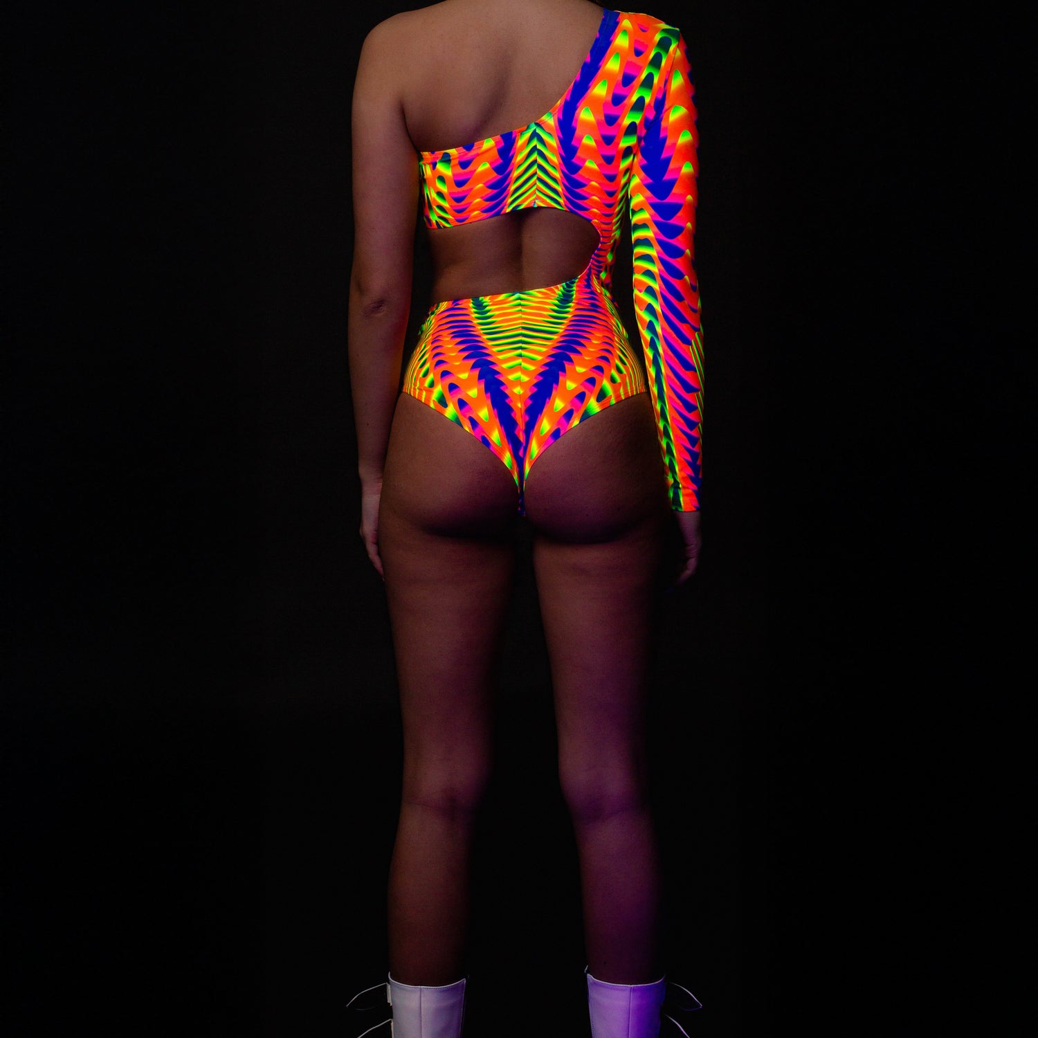 Trippyzoner Asymmetrical Leotard Pink, Yellow