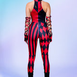 She's Crazy Red Crown Criss-Cross Jumpsuit Set