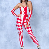 Red Clown Strapless Romper