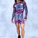 Purple Piton Male Short Romper