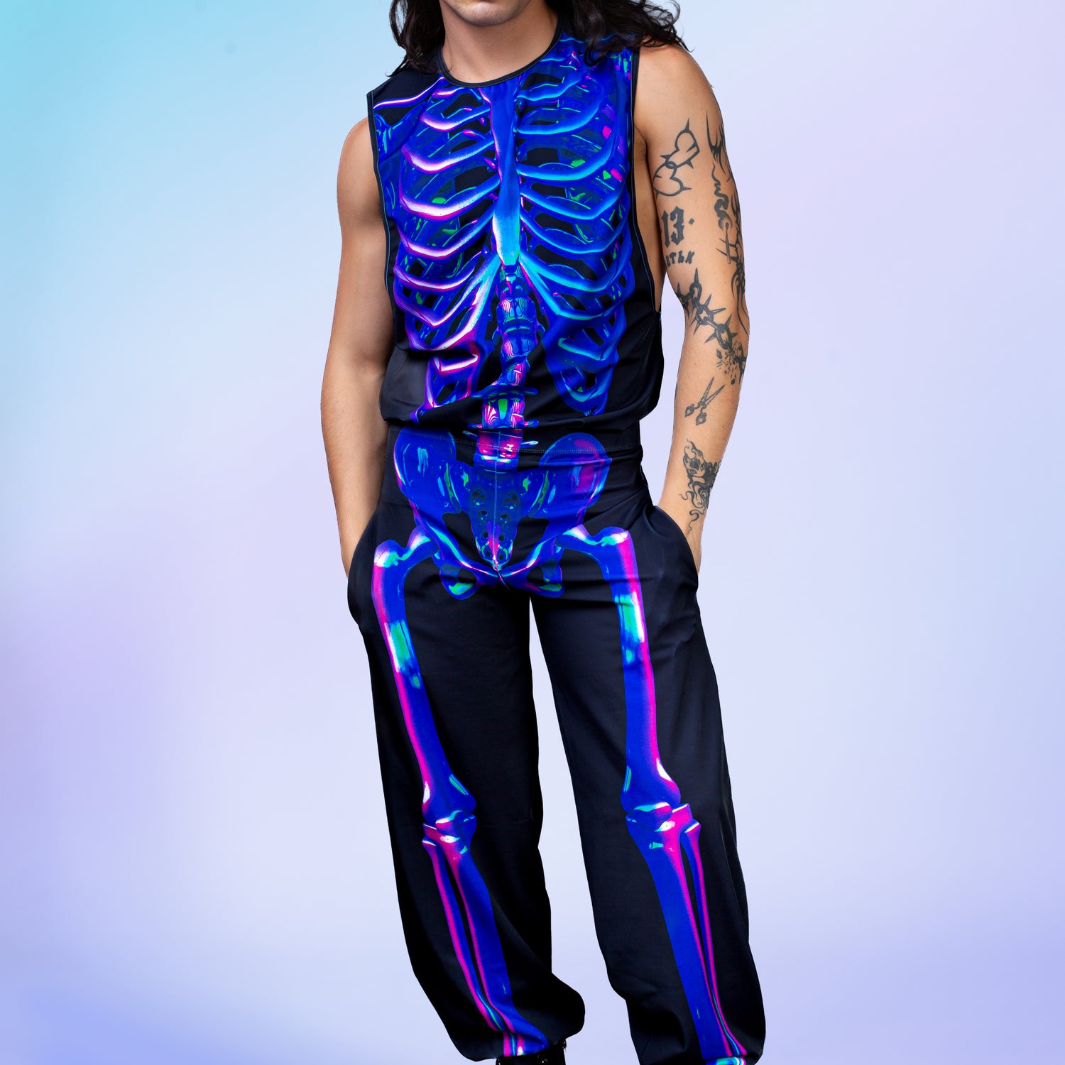 Shifty Skeleton Male Muscle Set Black, Blue
