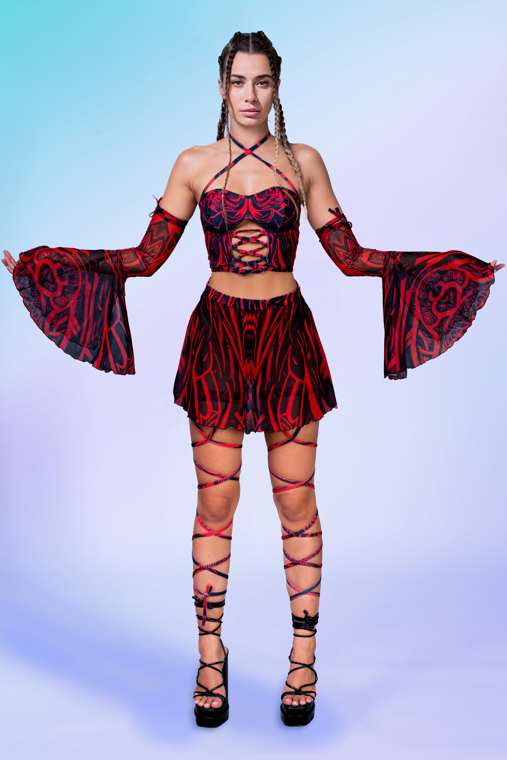 Witch Unholy Red Bikini Skirt Set 1