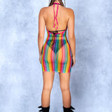 Vibe Stripes Mesh Mini Dress