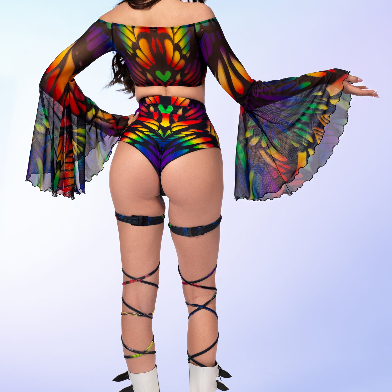 Rainbow Quiver Off Shoulder Set Rainbow