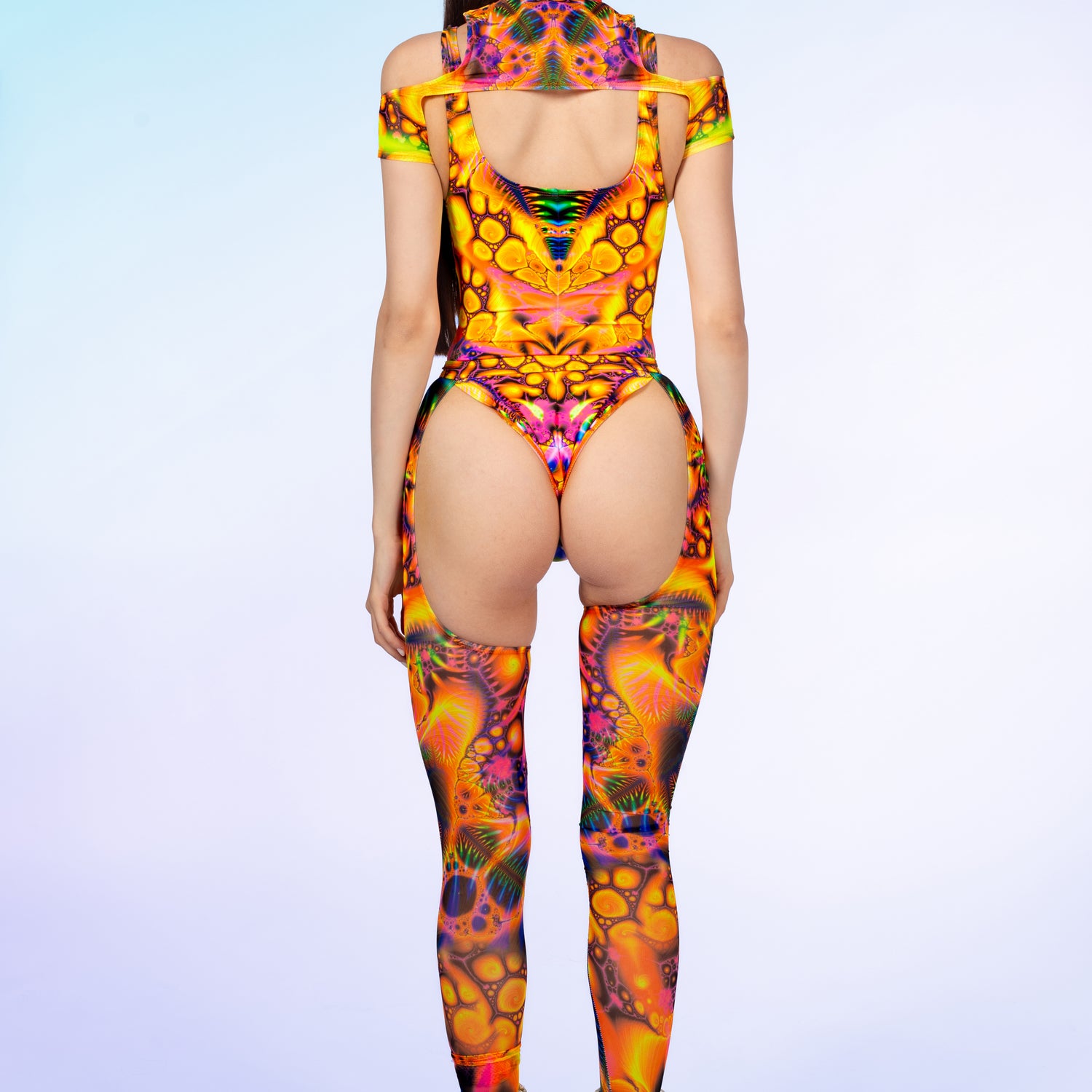 Women Space Groove Buckle Mesh Chaps