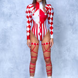 Red Clown Buffon Sleeve Bodysuit