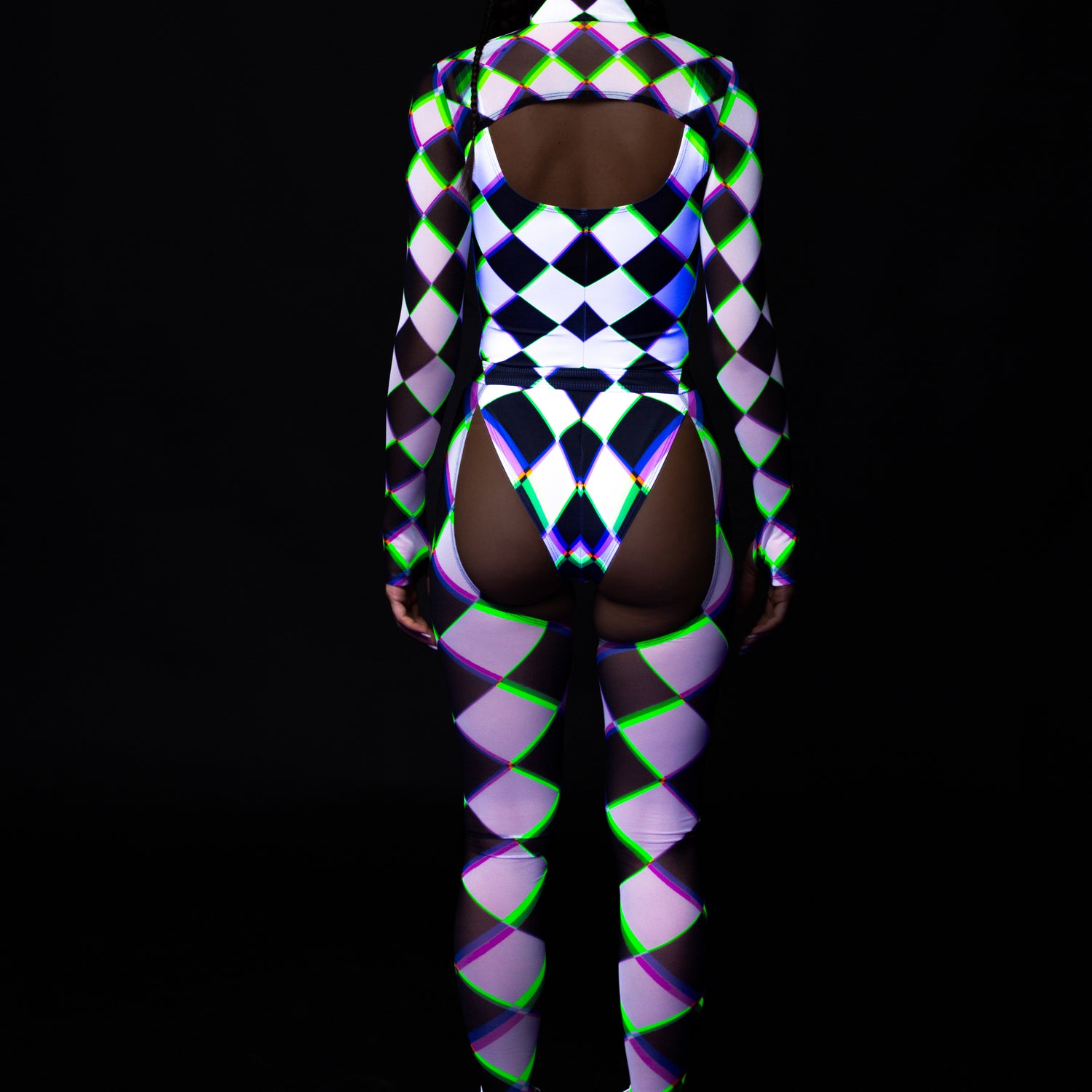 Checkmate Buckle Mesh Chaps Black, White