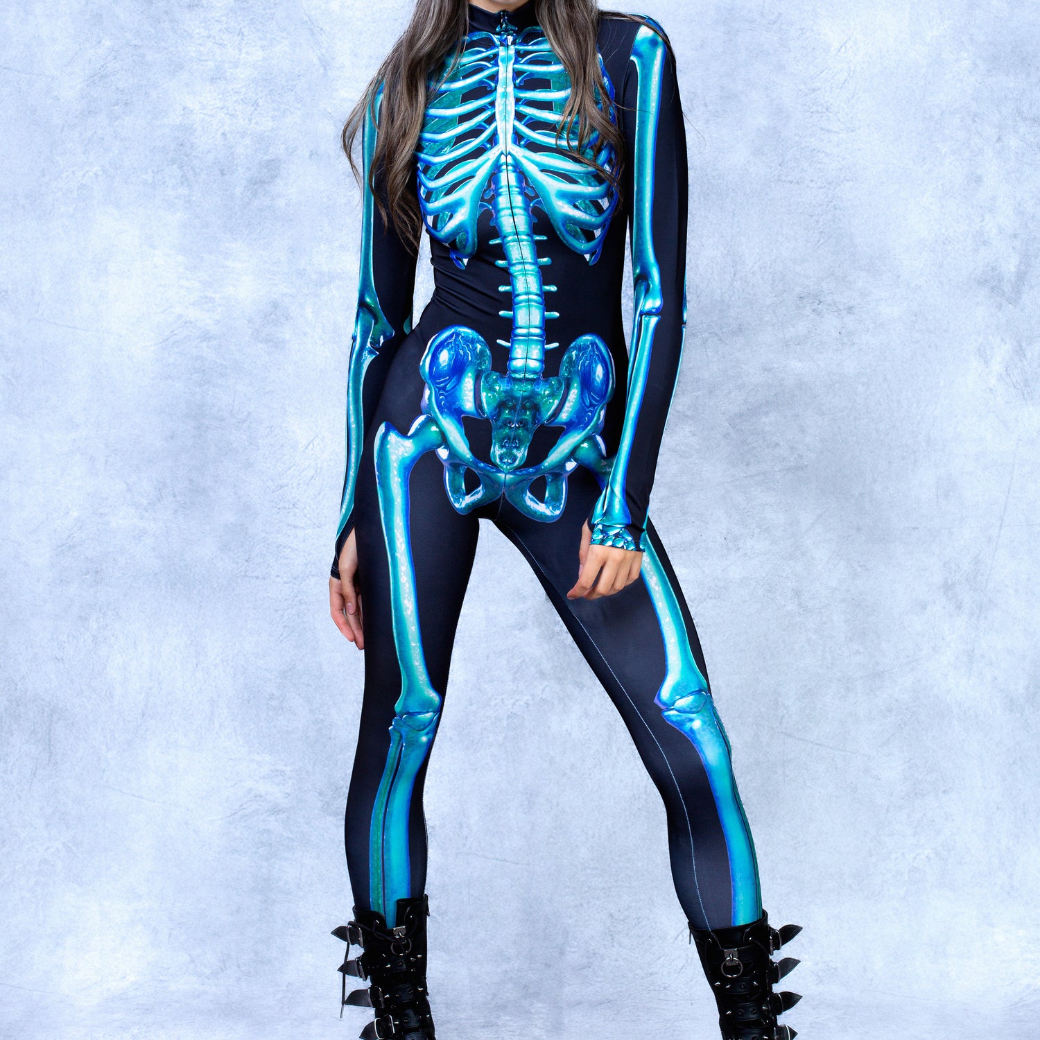 Women Blue Candy Skeleton Costume