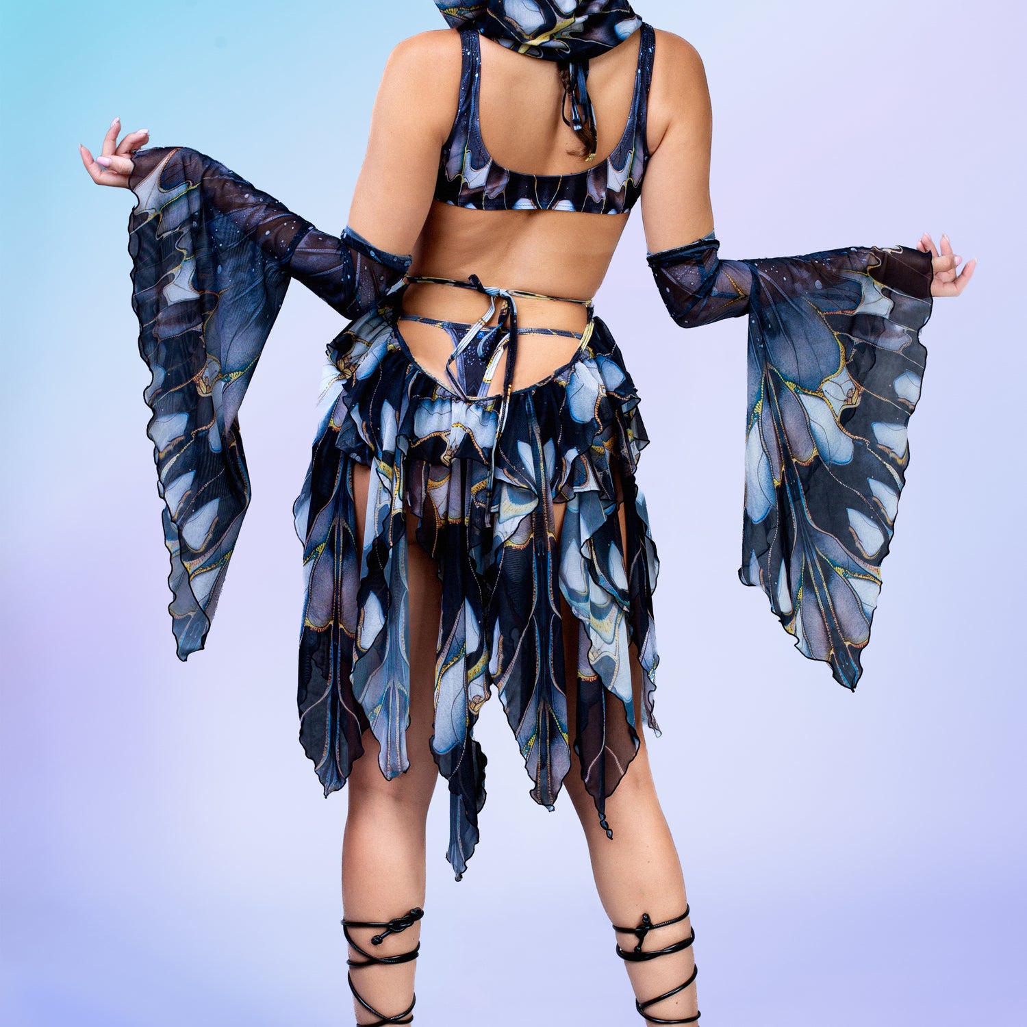 Dream of Darkness Hooded Pixie Set Black, White
