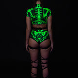 Halftone Skeleton Green Criss Cross Set
