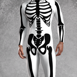 White Bossy Skeleton Male Costume