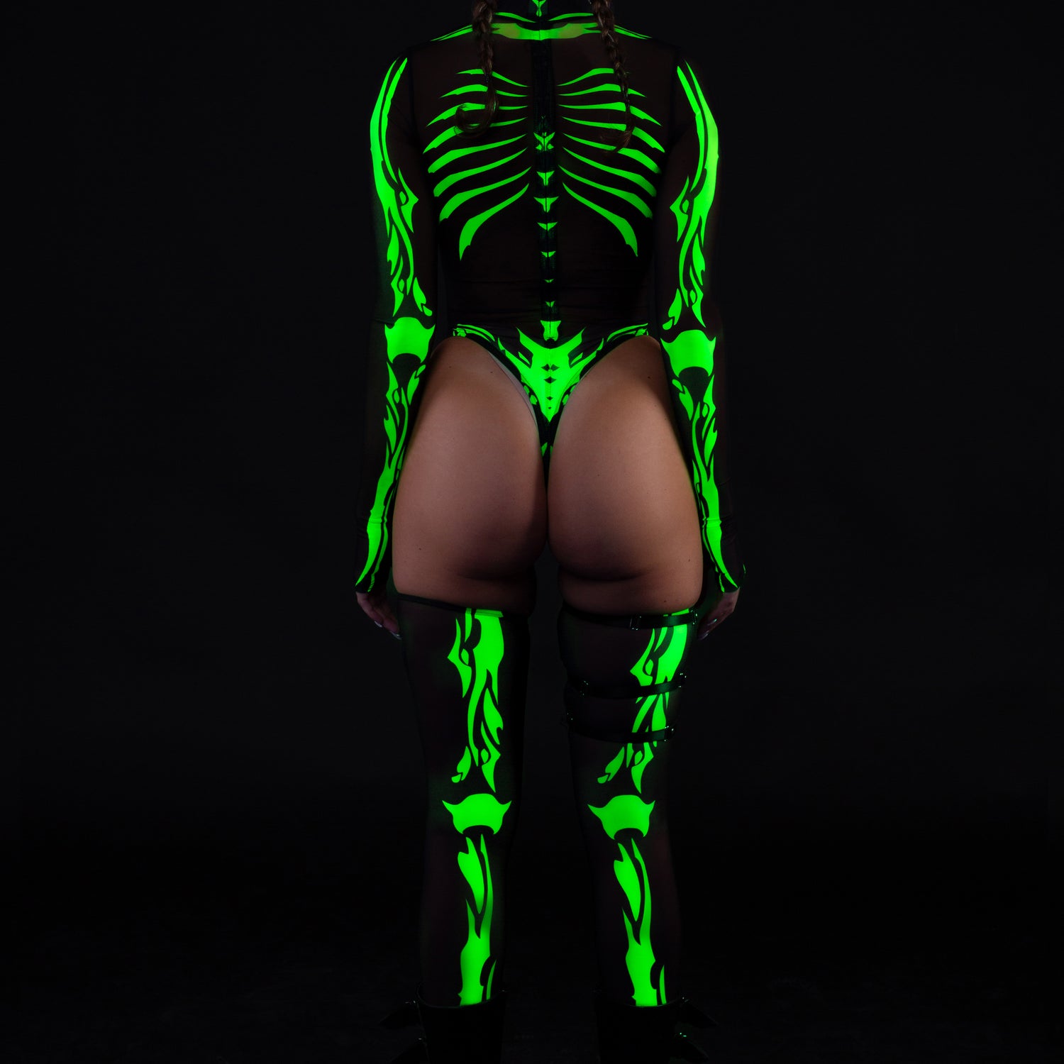 Ysax Skeleton Mesh Back Zip Leotard Performance