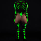 Ysax Skeleton Mesh Back Zip Leotard