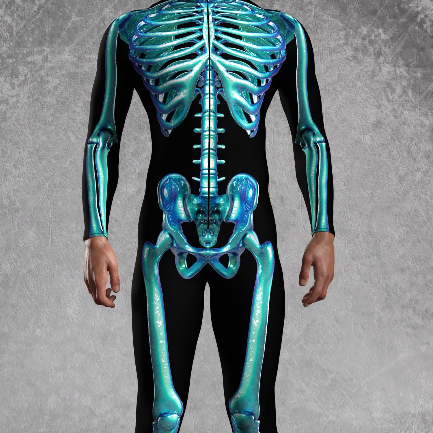 Blue Candy Skeleton Male Costume Lycra