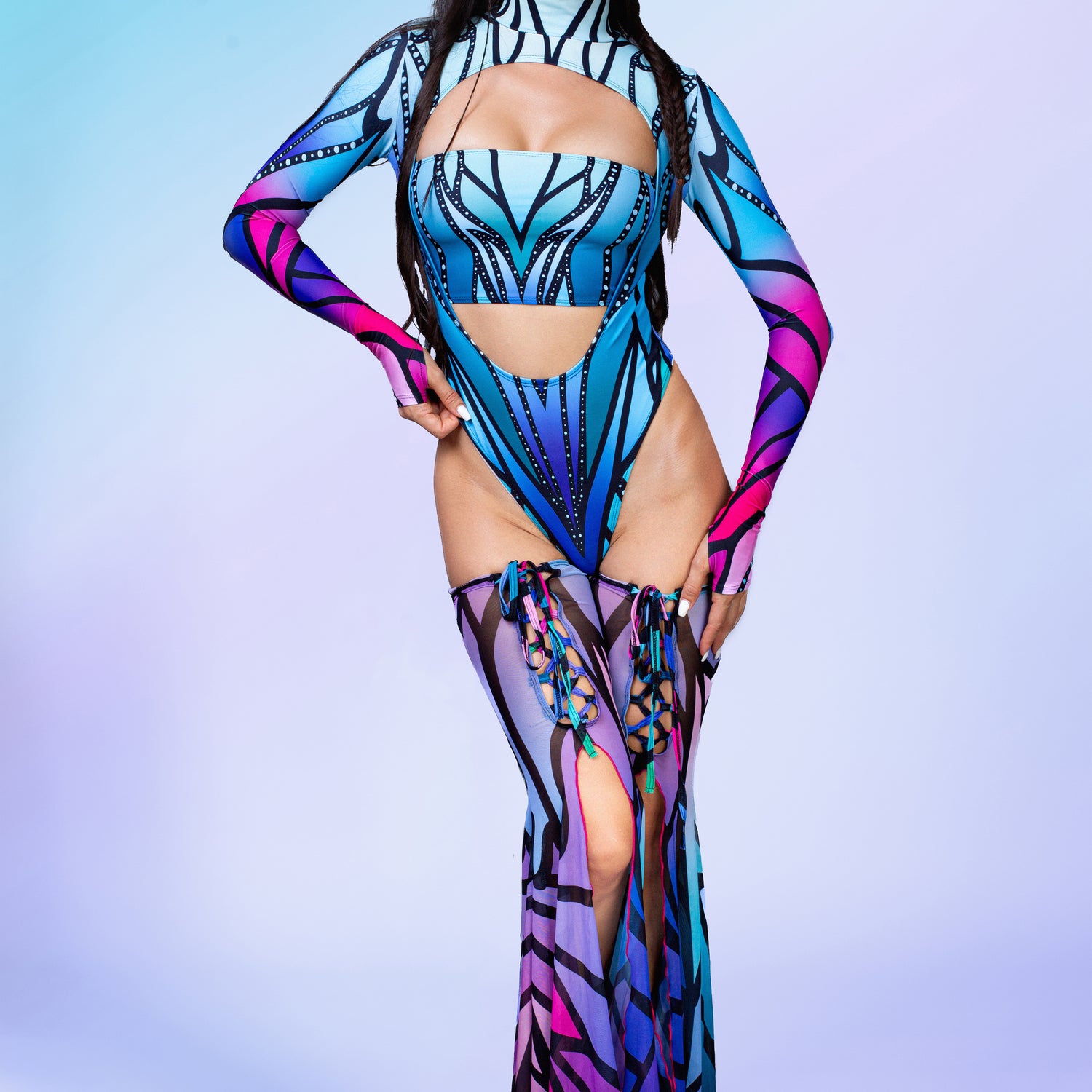 Azure Elemental Fairy Open-Heart Leotard Performance