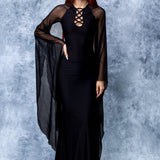 Blackout Lace Up Gown Dress