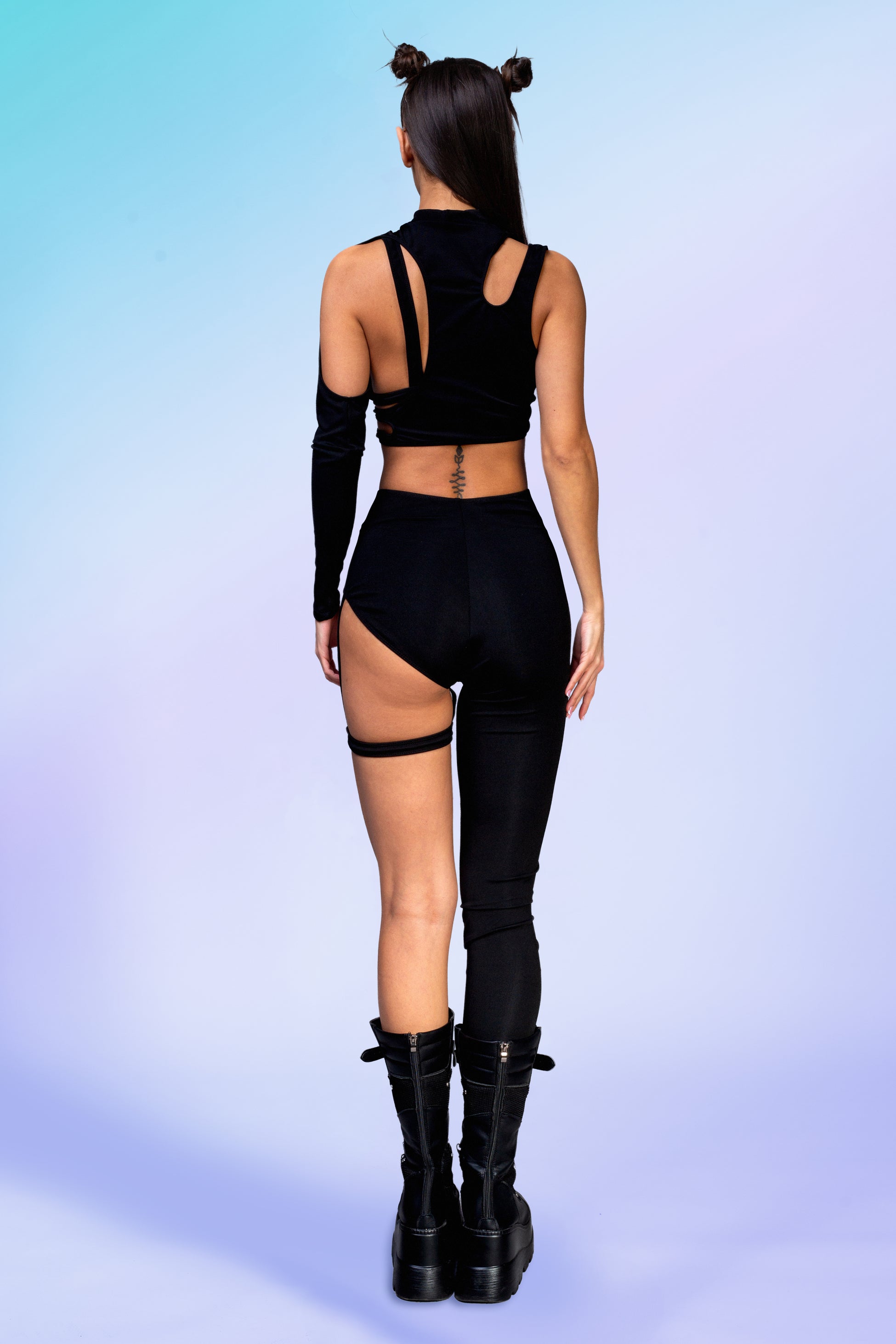 Just Black Asymmetrical Leggings 2