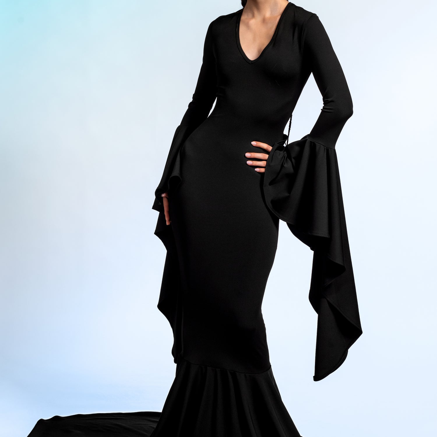 Mrs. Addams Puddle Train Gown Dress 4