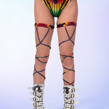 Rainbow Quiver Mesh Off Shoulder Top