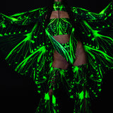 Cyber Birdsong Green Open-Heart Leotard