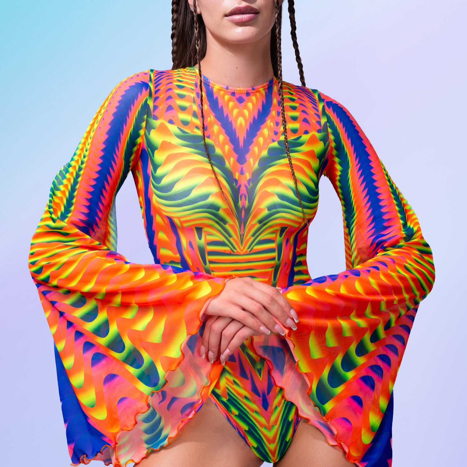 Trippyzoner Mesh Bare Back Leotard Festival, Performance