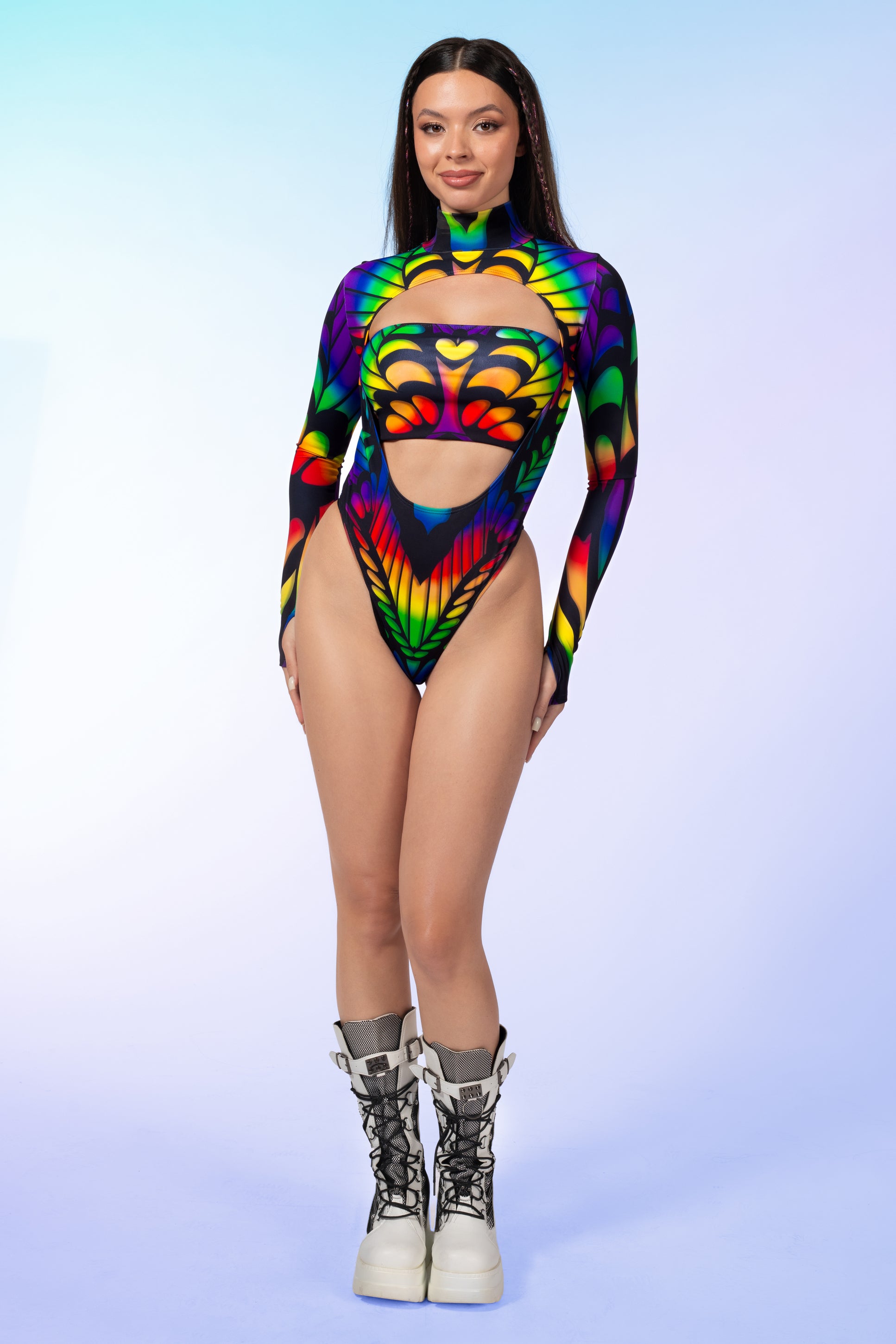 Rainbow Quiver Open-Heart Leotard 1