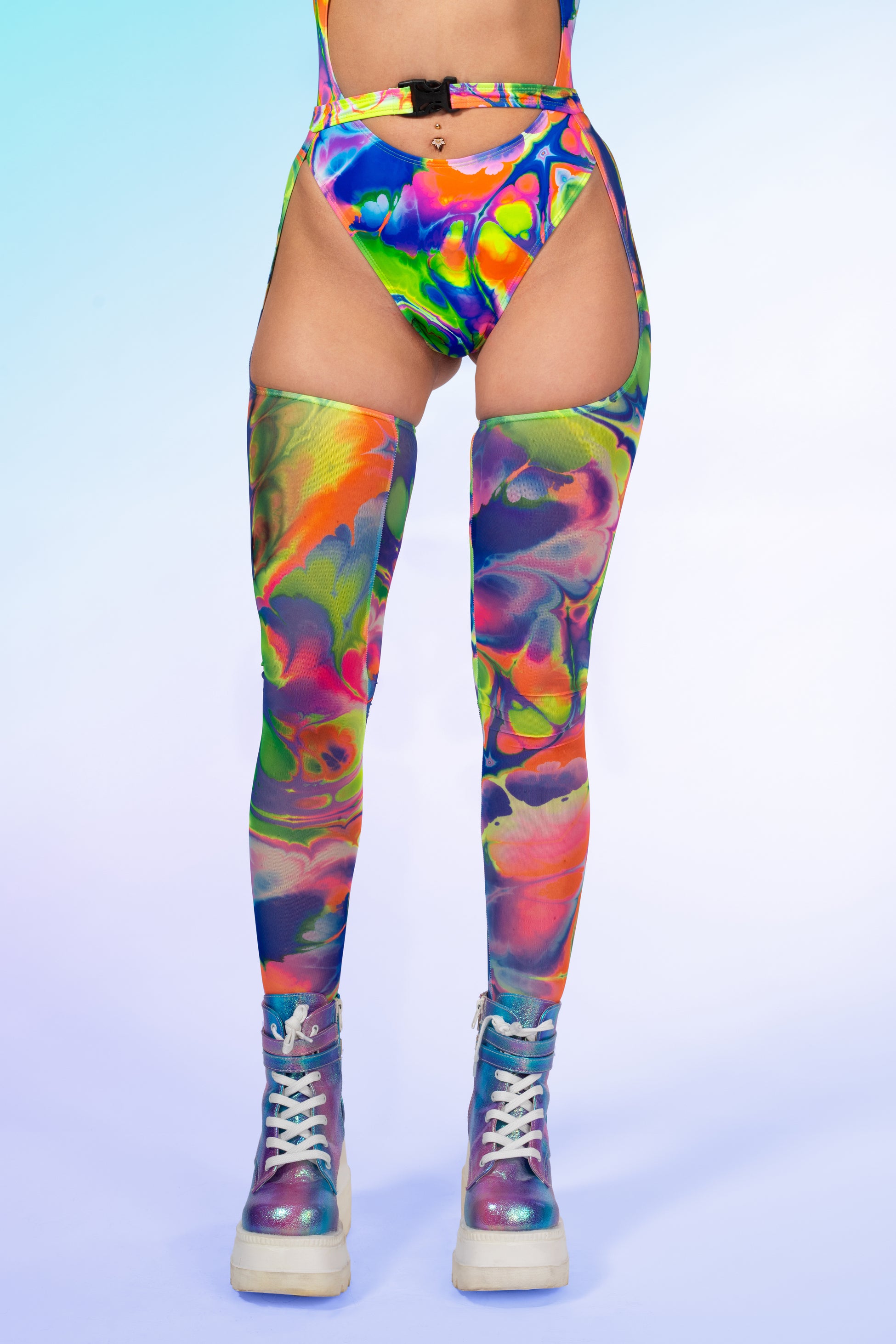 Color Spill Buckle Mesh Chaps 1