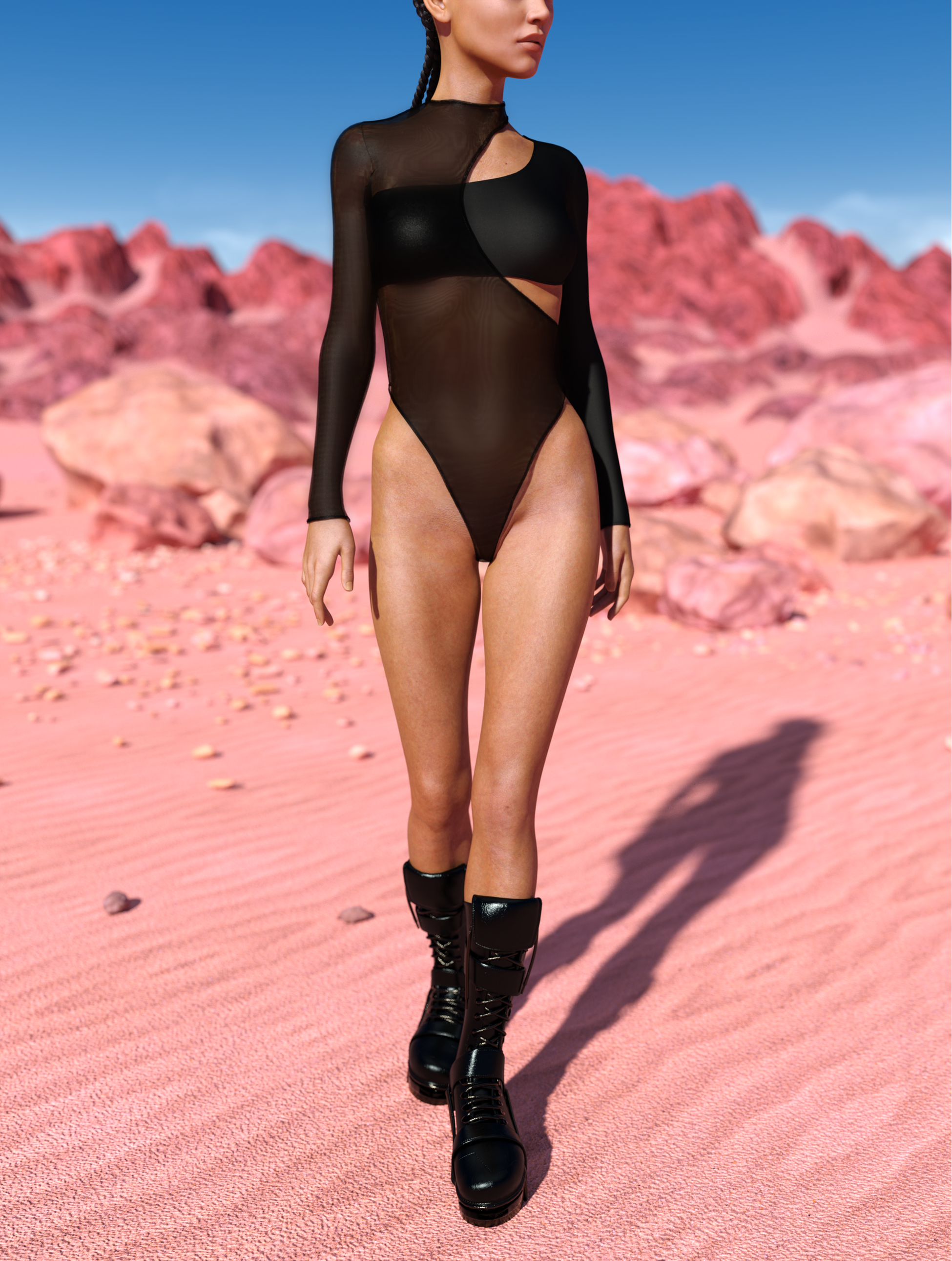 Just Black Split Leotard 2