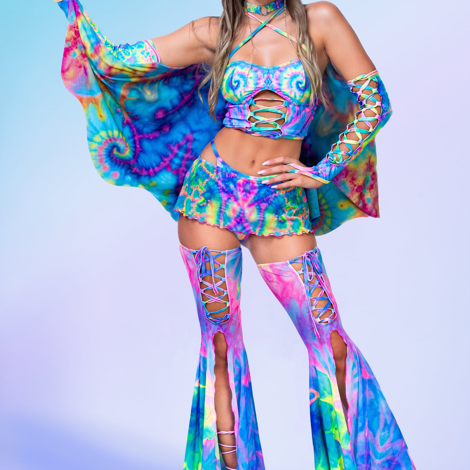 Fairy Floss Thong Lycra, UV Reactive