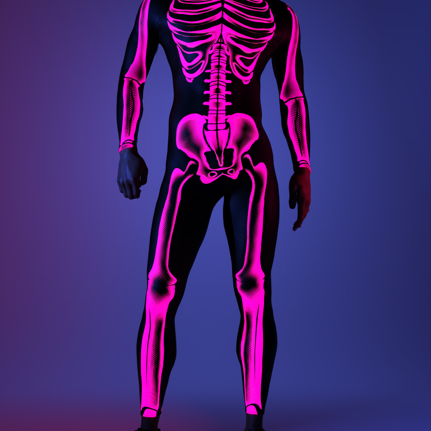 Men Halftone Skeleton Pink Male Costume