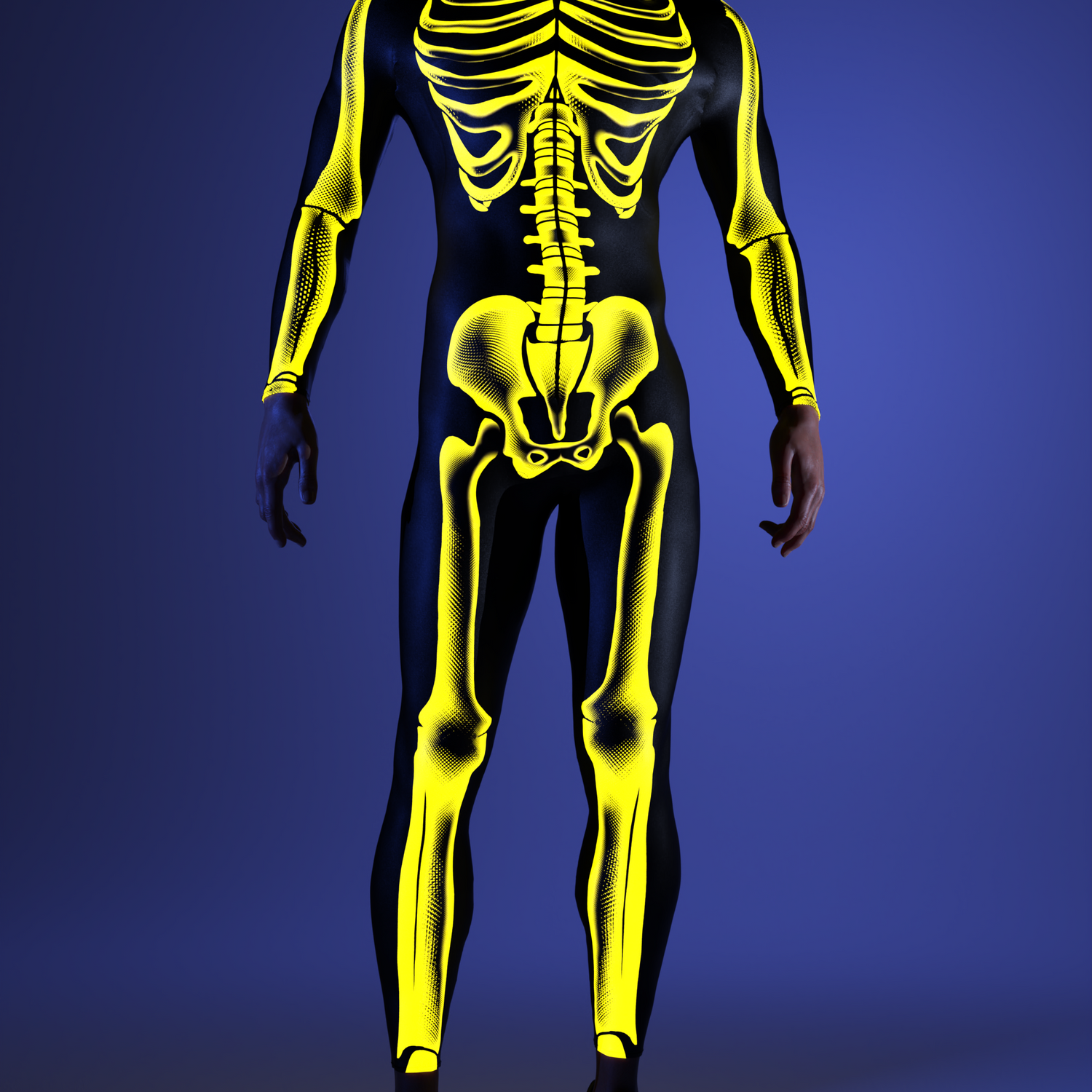 Men Halftone Skeleton Yellow Male Costume