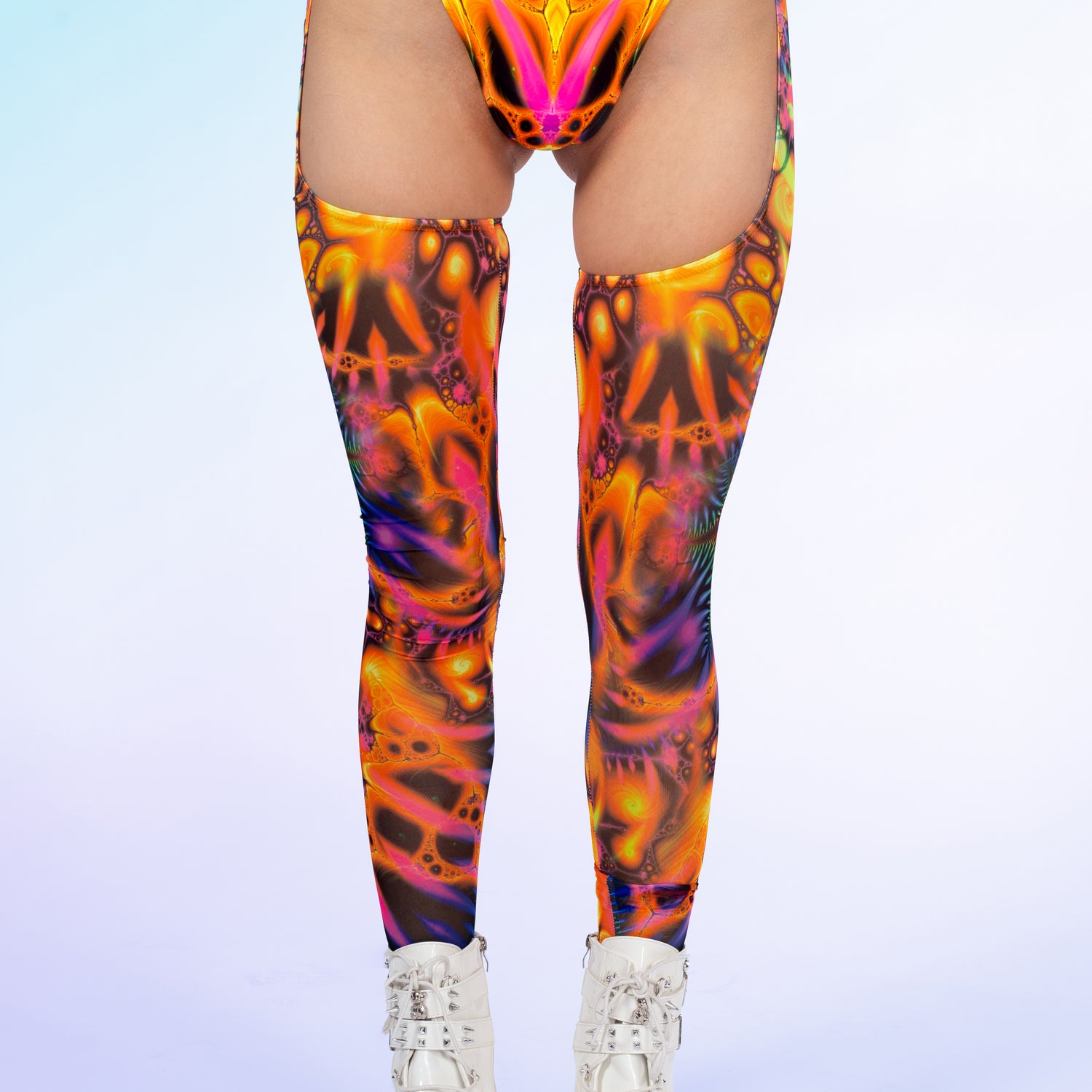 Space Groove Buckle Mesh Chaps