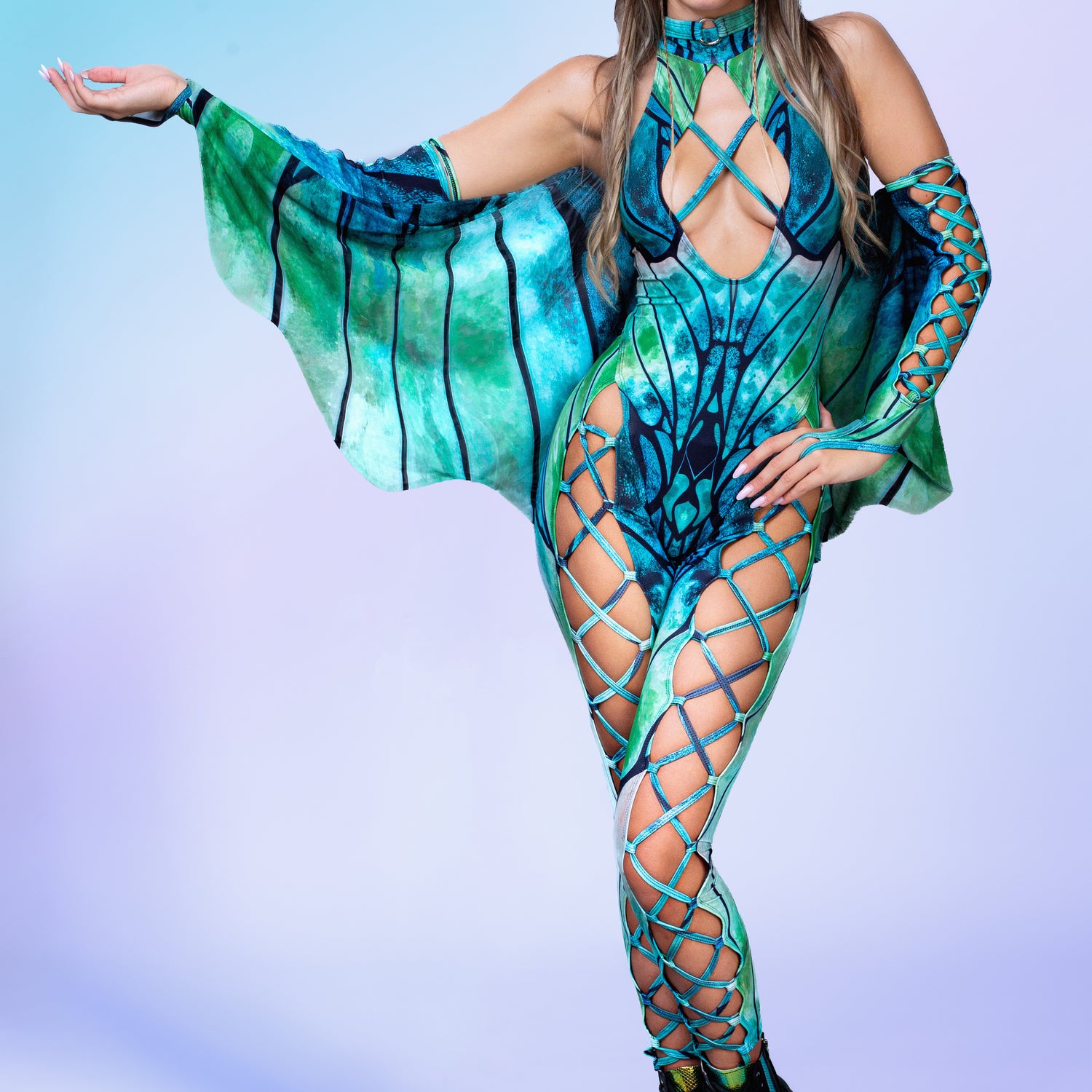 Luna Glide Fairy Criss-Cross Jumpsuit Lycra, Mesh
