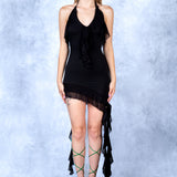 Elvorest Tassel Halter Midi Dress