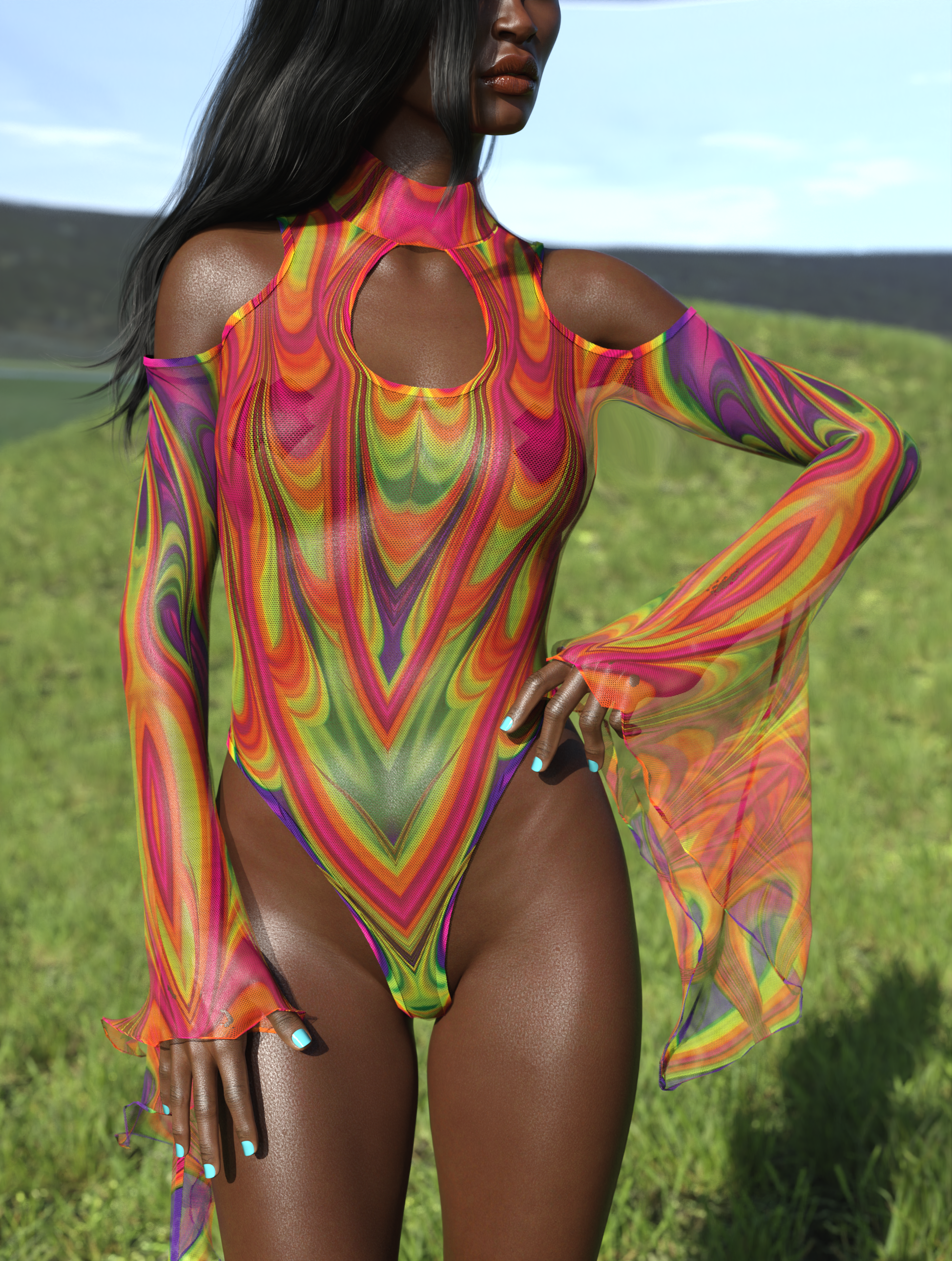 Dimension Lore Mesh Teardrop Leotard 1