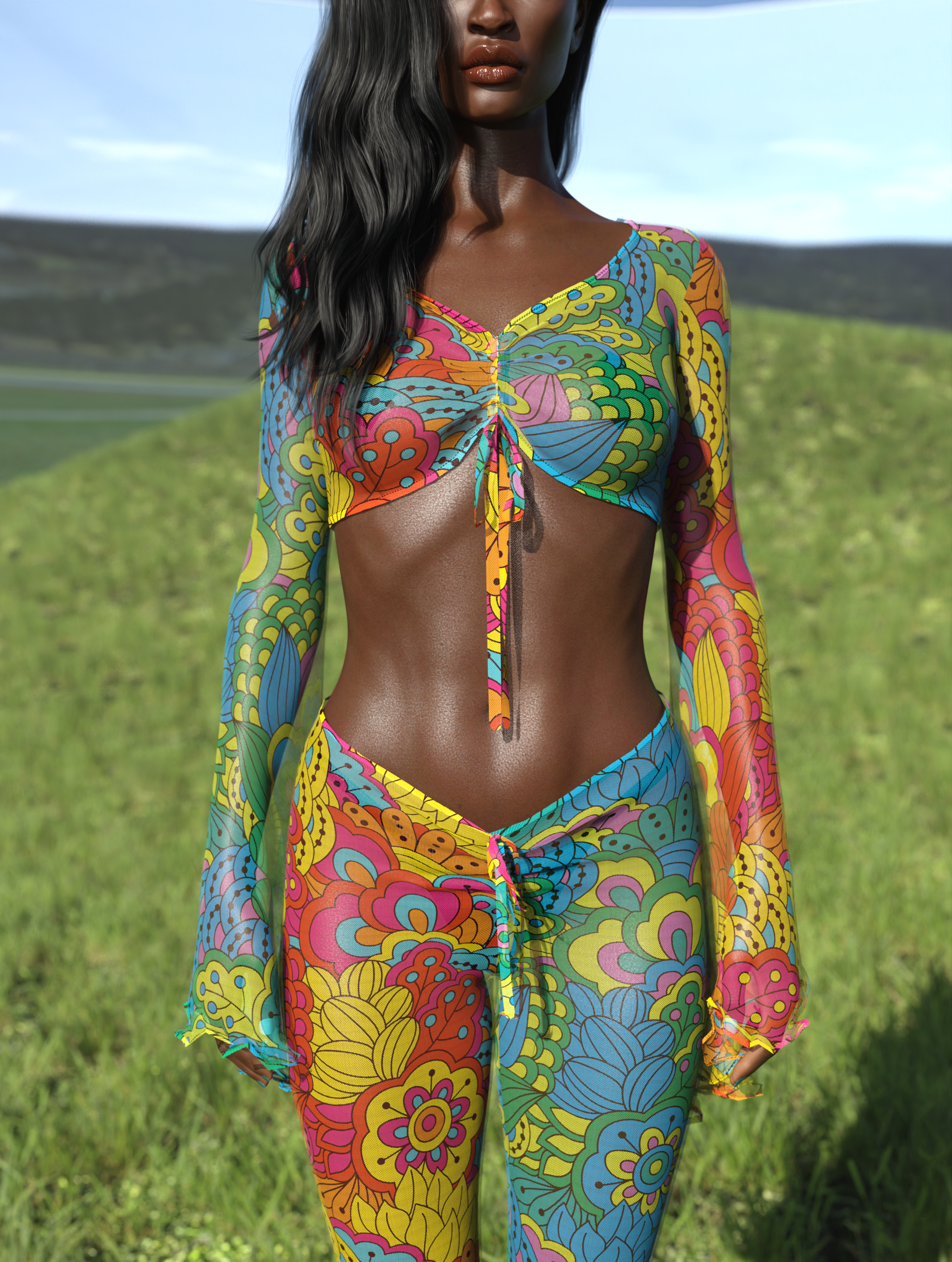 Nature's Wonder Mesh Drawstring Top 1