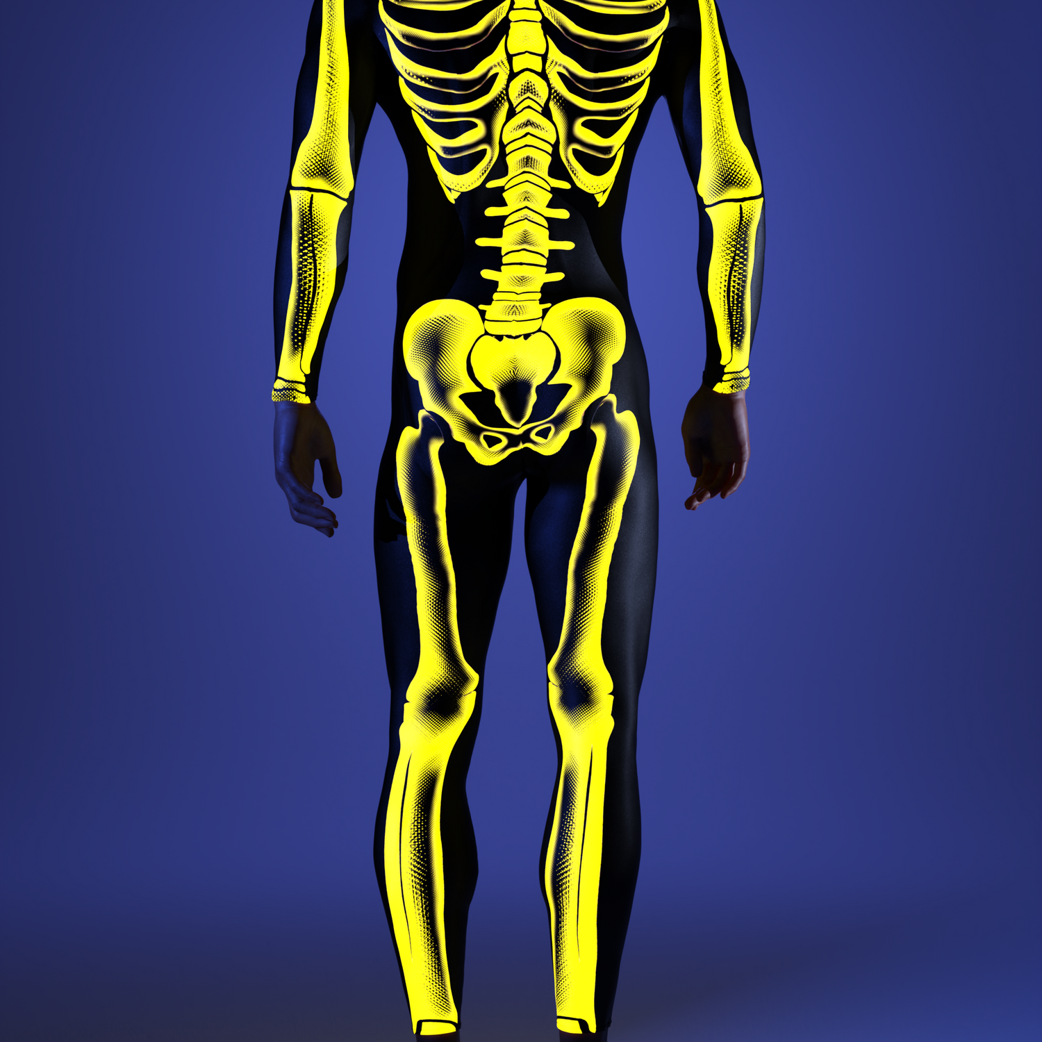Halftone Skeleton Yellow Male Costume 6