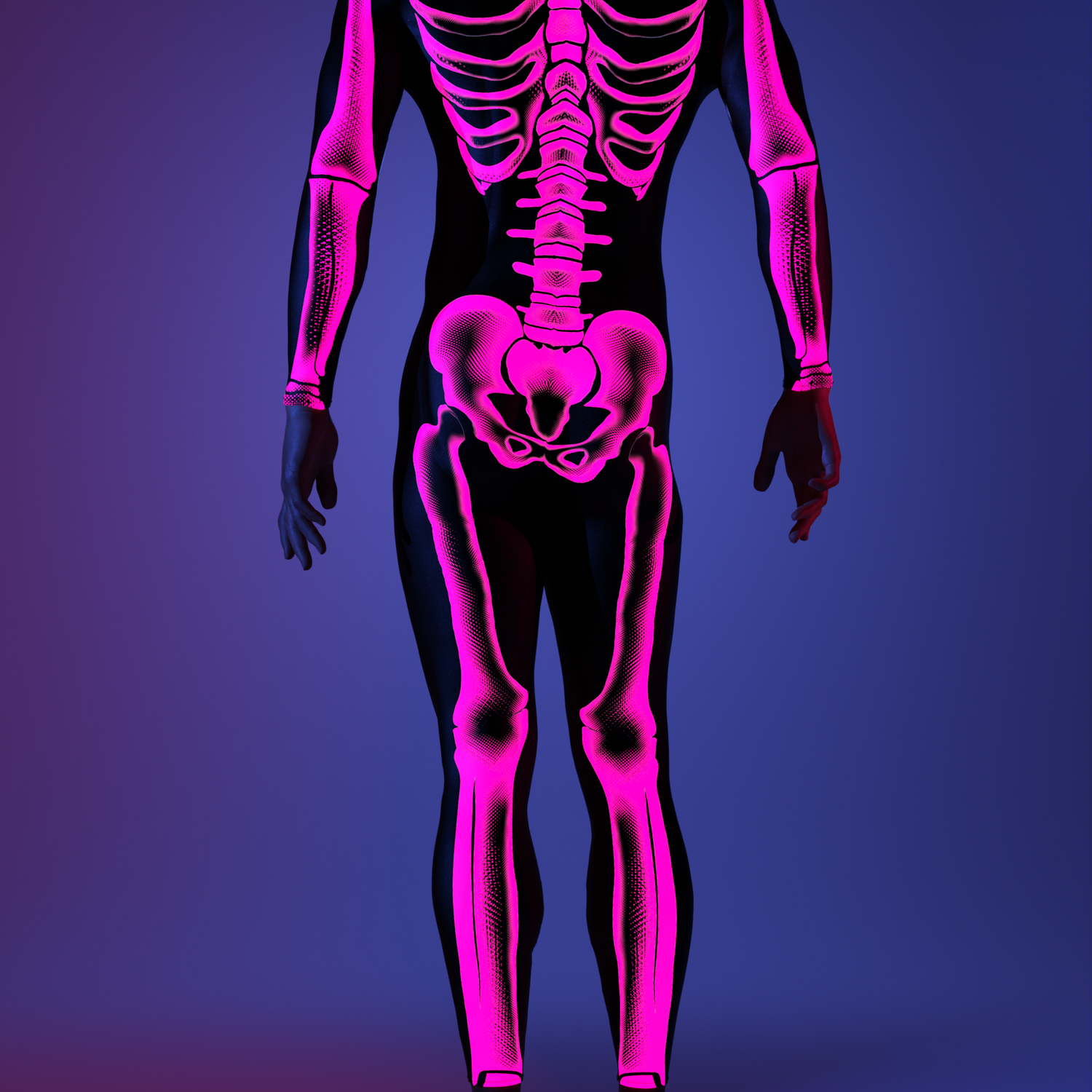 Halftone Skeleton Pink Male Costume 6