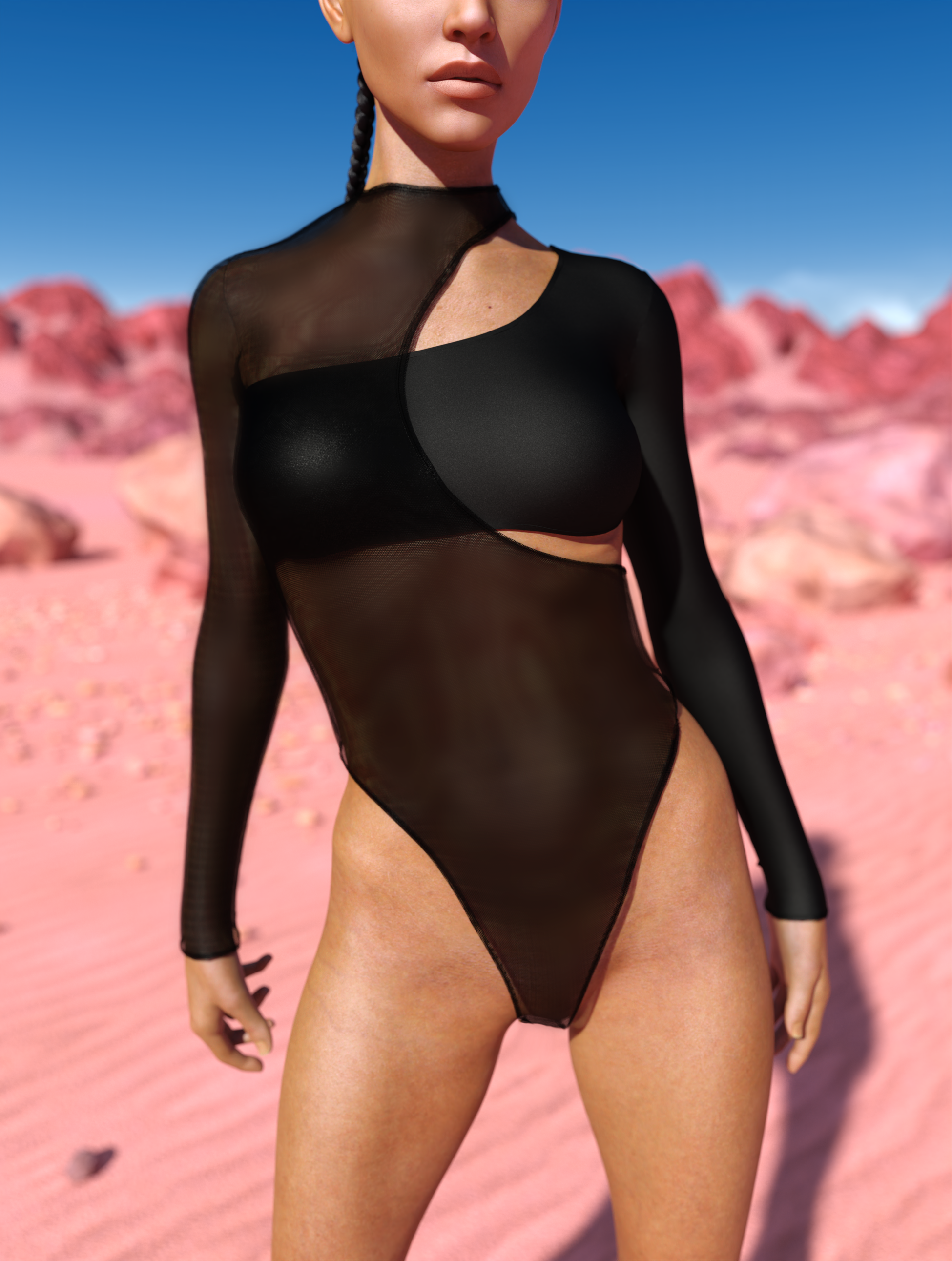 Just Black Split Leotard 1
