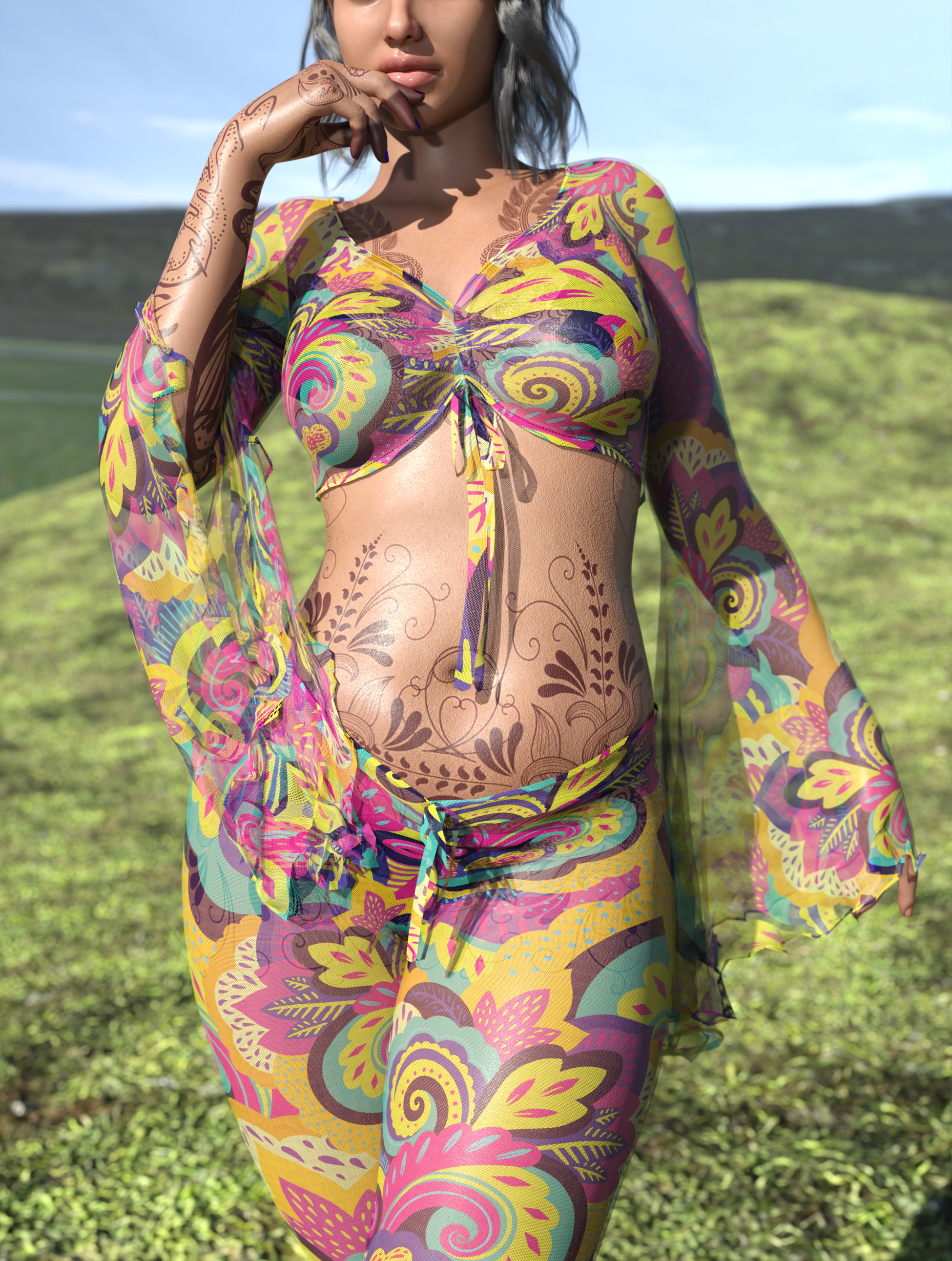 Summer Blossom Mesh Drawstring Set 1