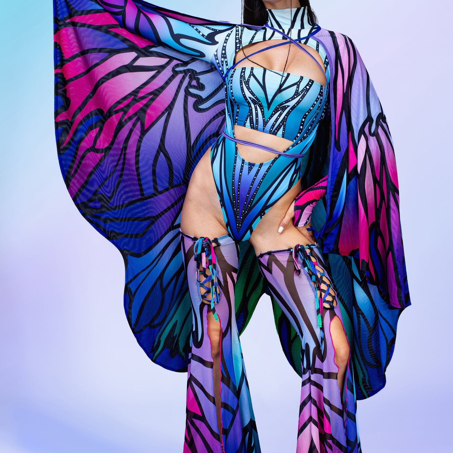 Women Azure Elemental Fairy Open-Heart Leotard
