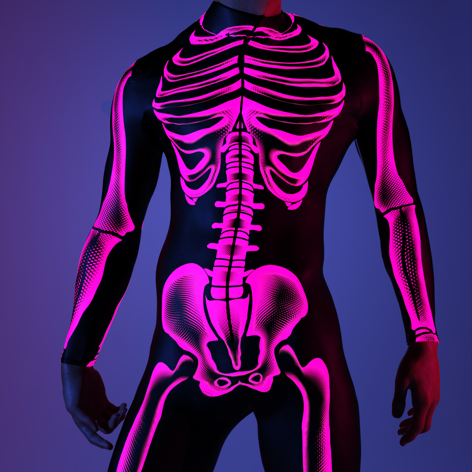 Halftone Skeleton Pink Male Costume 7
