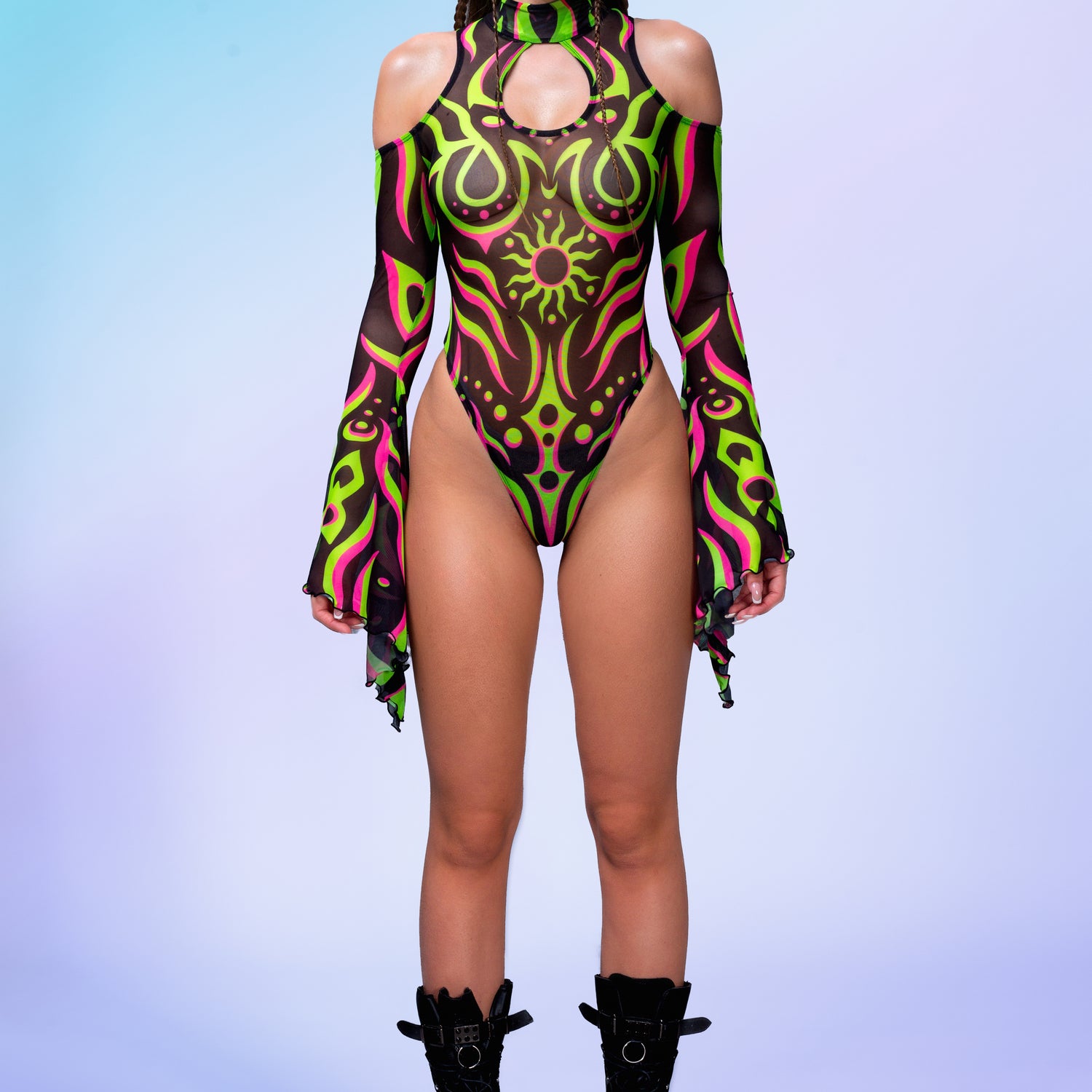 Women Solis Mesh Teardrop Leotard
