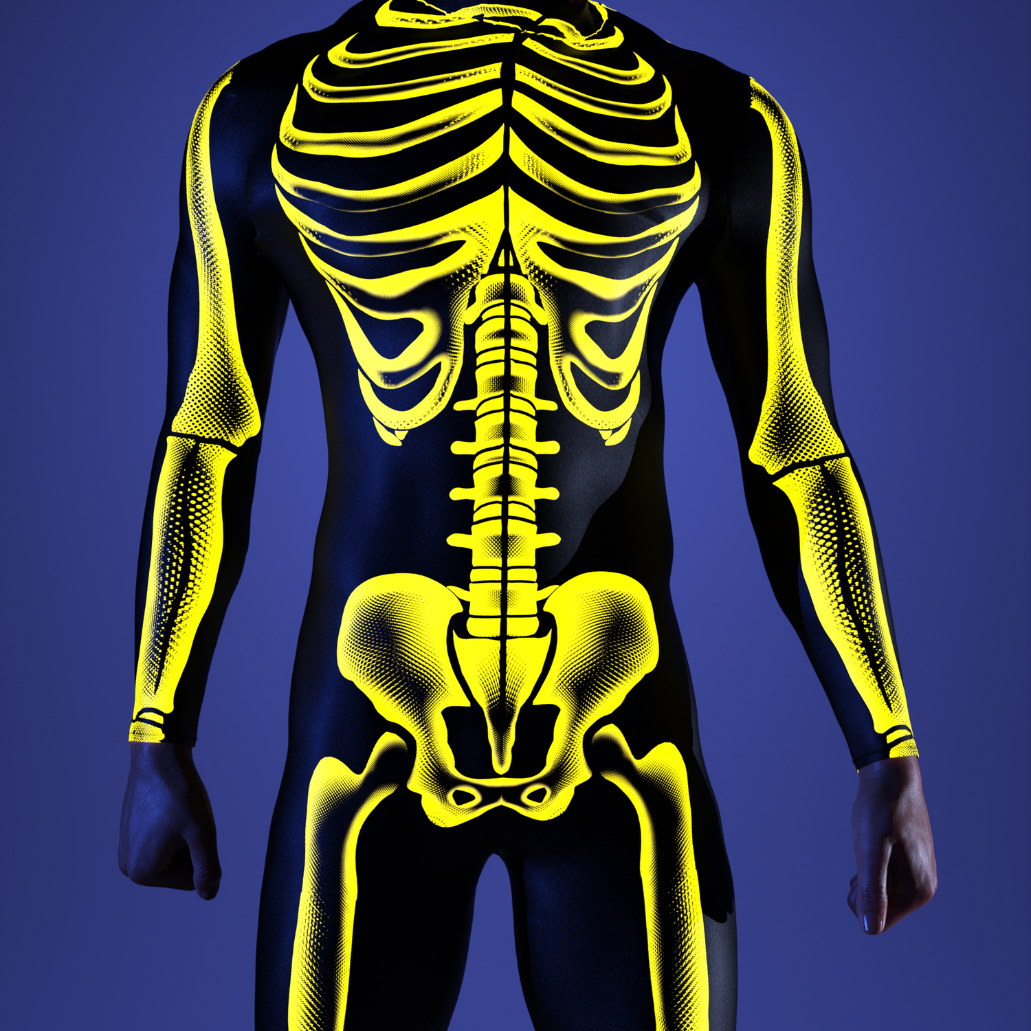 Halftone Skeleton Yellow Male Costume 7