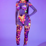 Space Groove Buckle Short Sleeve Set