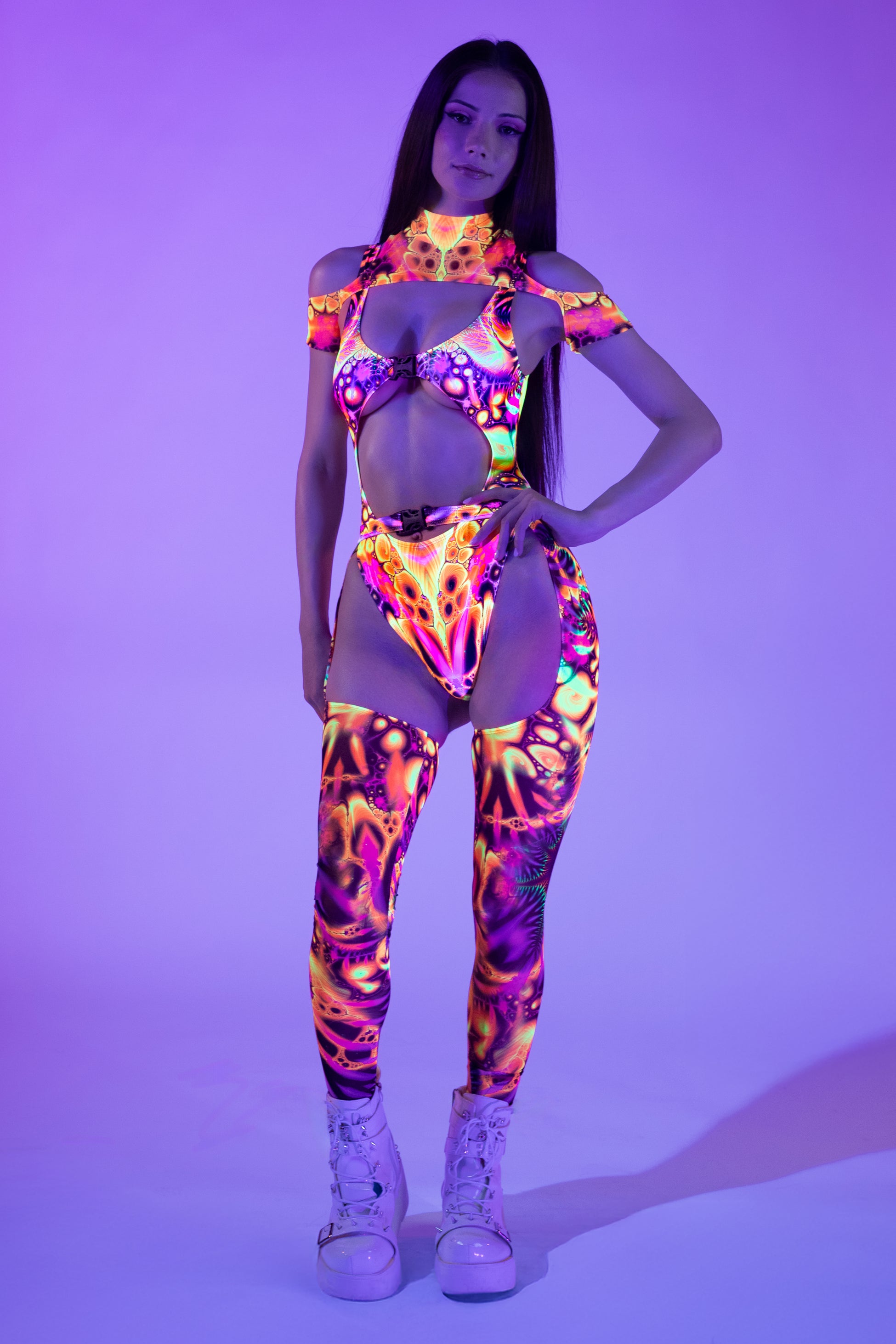 Space Groove Buckle Short Sleeve Set 1