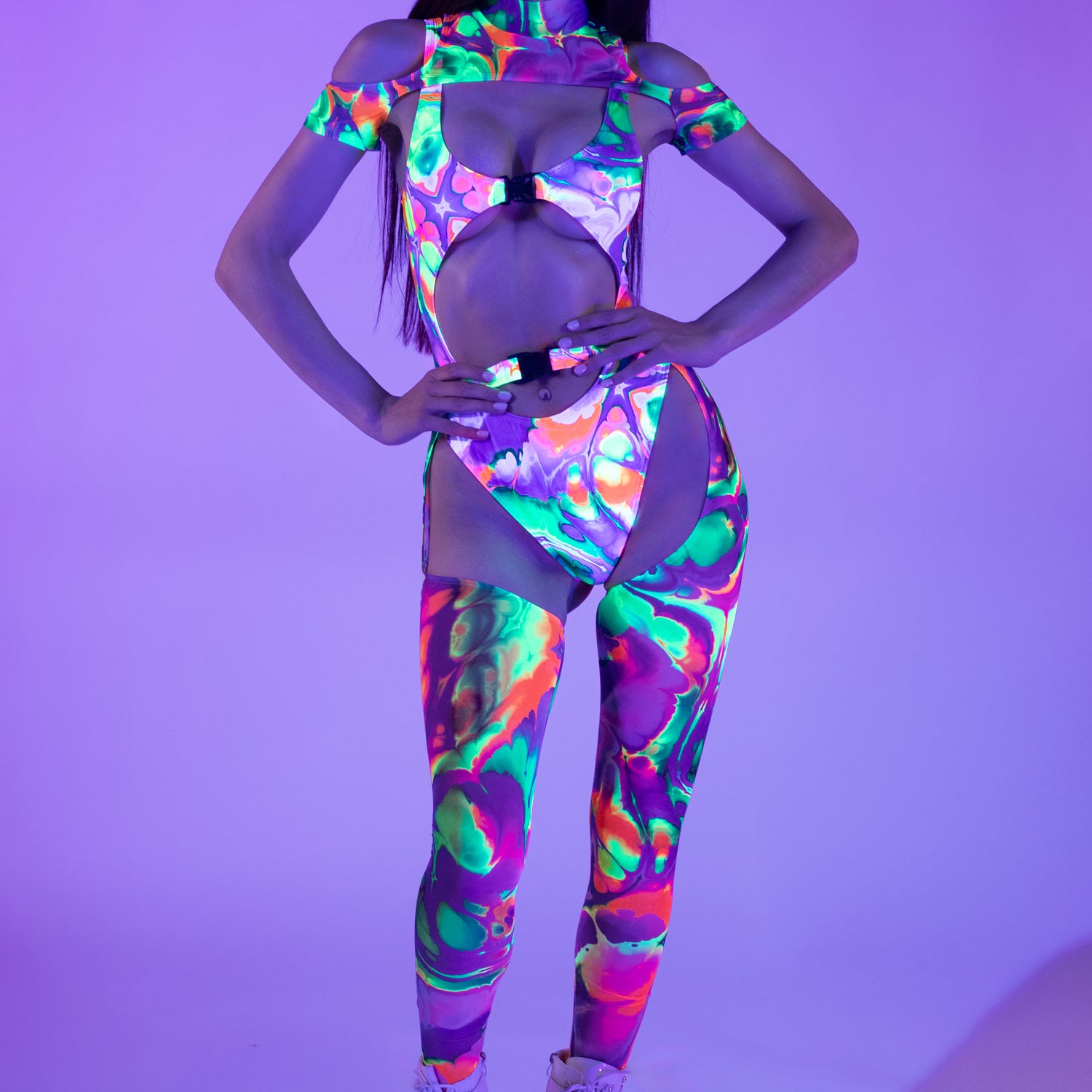 Color Spill Buckle Mesh Chaps 6