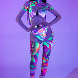 Color Spill Buckle Short Sleeve Set